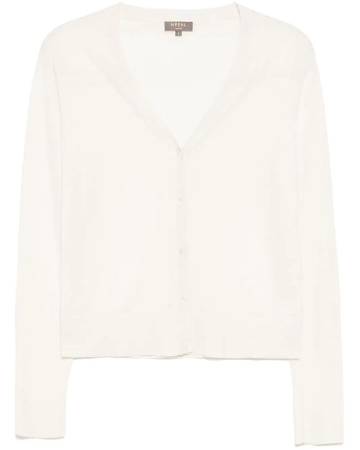 N.Peal Cashmere Vネック カーディガン White