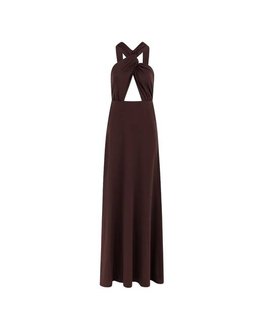CAYET Purple Naomi Twist-Detail Cutout Maxi Dress