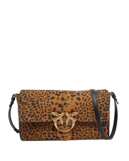 Pinko Brown Leopard-Print Tote Bag