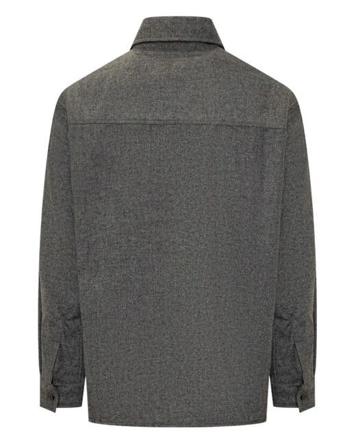 A PAPER KID Gray Herringbone Long-Sleeve Shirt for men