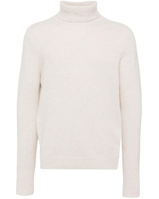 John Smedley White Roll-Neck Jumper for men