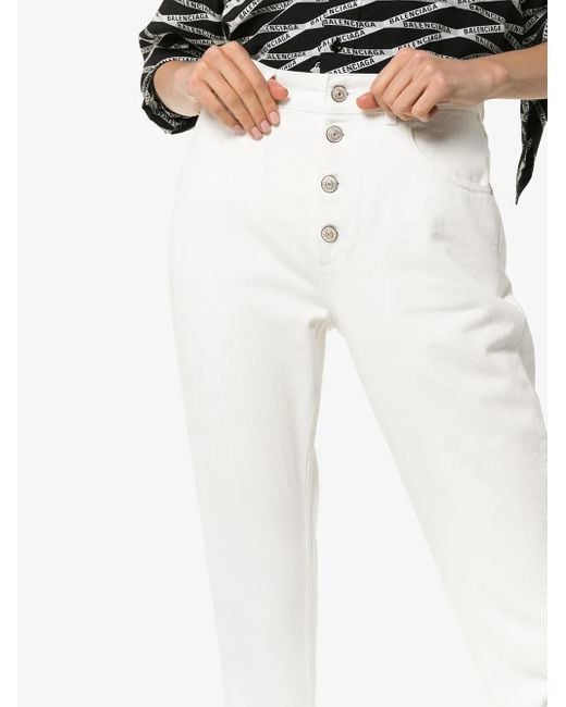 Balenciaga White High Waisted Slim Leg Jeans