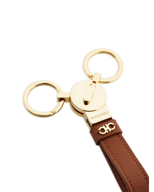 Ferragamo White Gancini Keyring for men