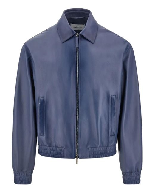 Ferragamo Klassische Lederjacke in Blue für Herren