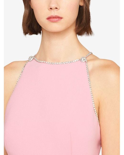 Miu Miu Crystal Trim Mini Dress in Pink | Lyst