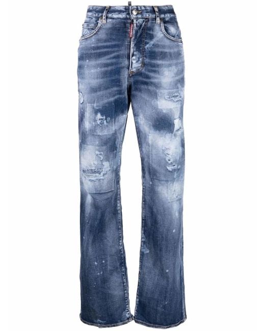 DSquared² Blue High-Waisted Tie-Dye Jeans