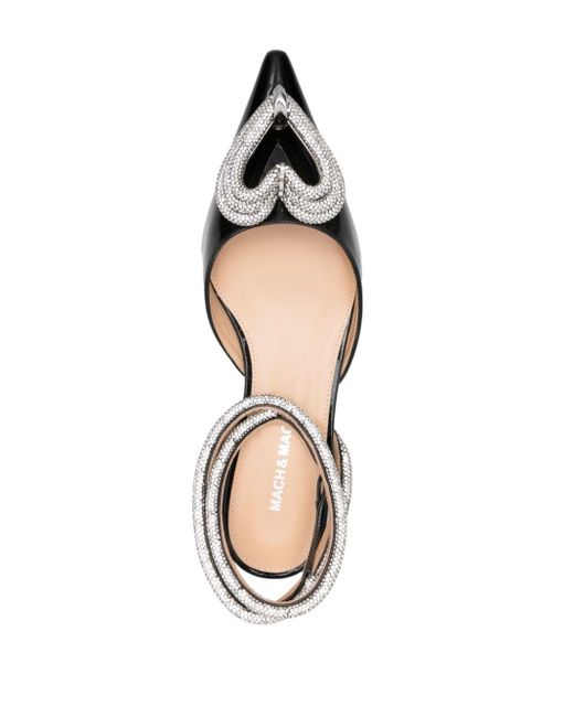 Mach & Mach Black Triple Heart Crystal-embellished Ballerina Shoes
