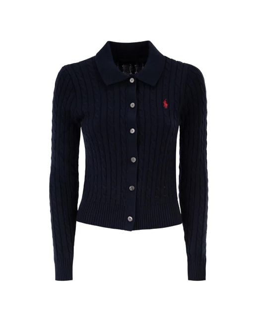 Polo Ralph Lauren Blue Cardigan À Fermeture Zippée