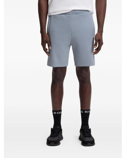 Boss Gray Logo-Embroidered Track Shorts for men