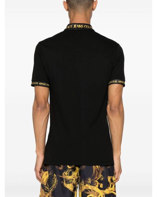 Versace Katoenen Poloshirt Met Barocco Afwerking in het Black voor heren