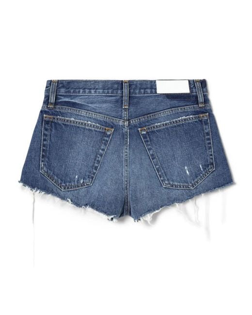 Re/done Blue Mid-Rise Denim Shorts