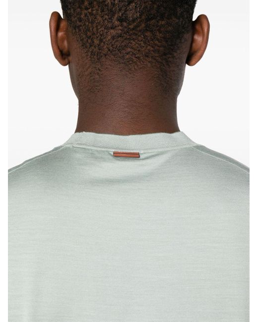 Zegna White Piqué Crew-neck T-shirt for men