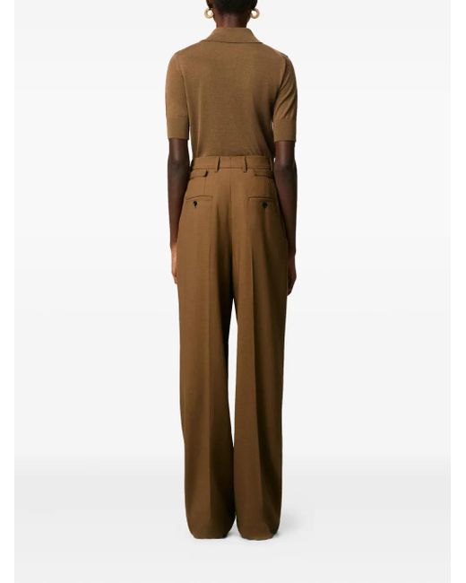 AMI Natural Pleated Wide-Leg Trousers