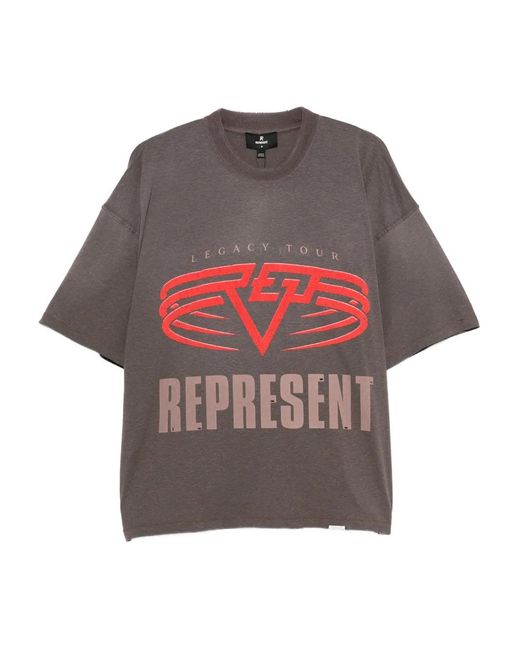 Represent Gray Logo-Print T-Shirt for men