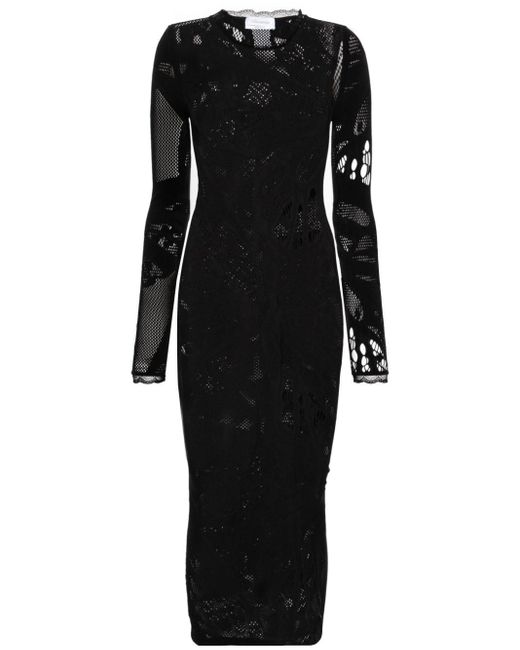 Blumarine Black Perforated Bodycon Midi Dress