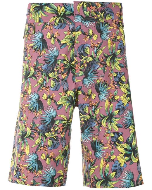 Amir Slama Blue Foliage Print Swim Short for men