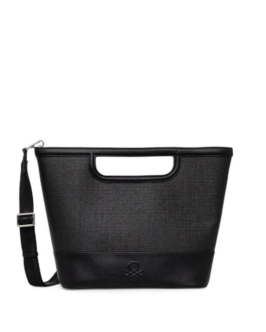 Benetton Black Cut-Out Handle Tote Bag