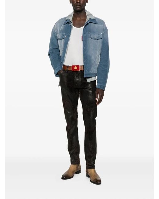 DSquared² Black Metallic-Effect Trousers for men