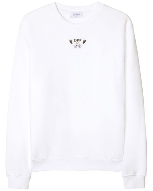 Off-White c/o Virgil Abloh Sweater Met Borduurwerk in het White