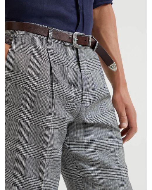 Brunello Cucinelli Gray Prince Of Wales Trousers for men