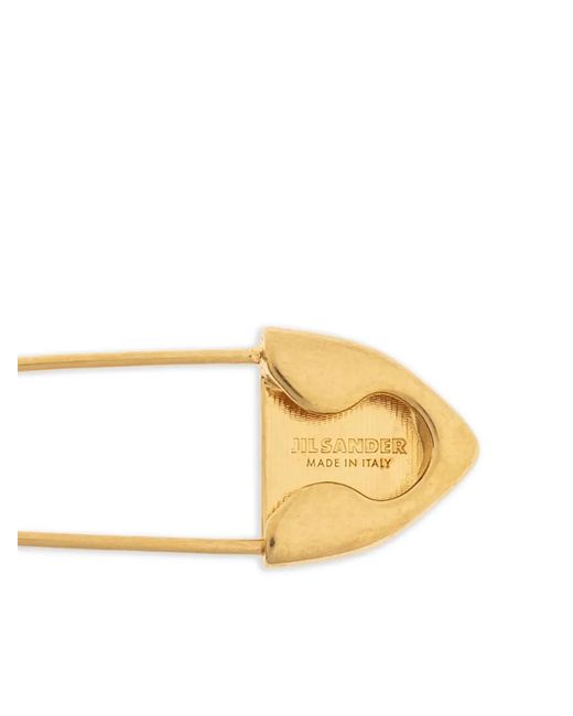 Jil Sander White Stone-Pendant Safety-Pin Brooch