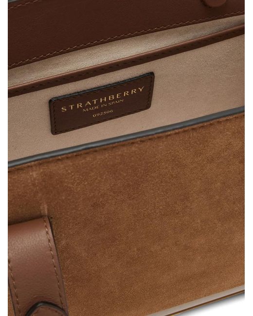 Strathberry Brown Mini Chain-Detail Tote Bag