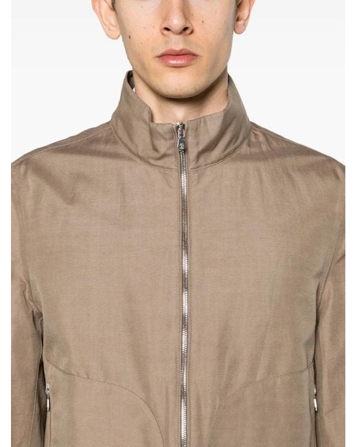 Brunello Cucinelli Brown High-Neck Zip-Up Jacket for men