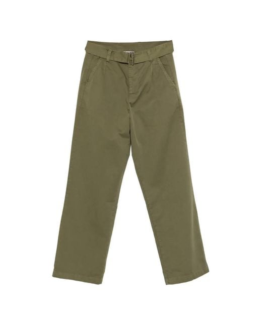 Laneus Green Belted Button Cargo Pants for men