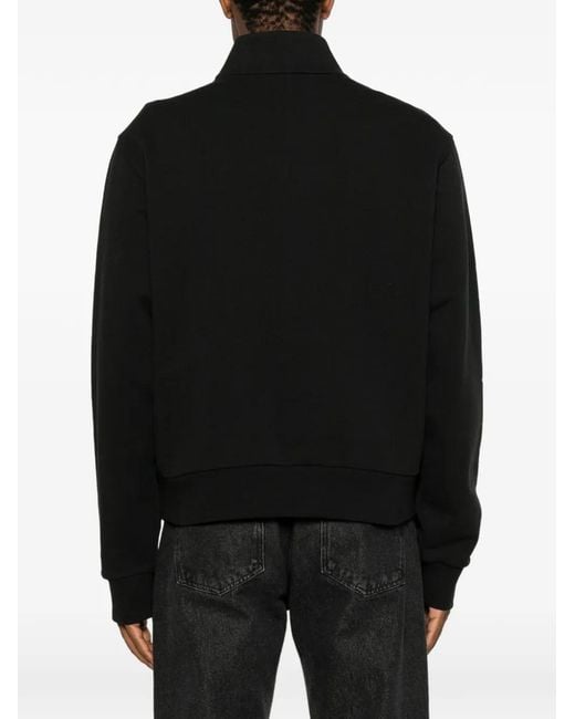 Moncler Black Logo-Patch Half-Zip Sweatshirt for men