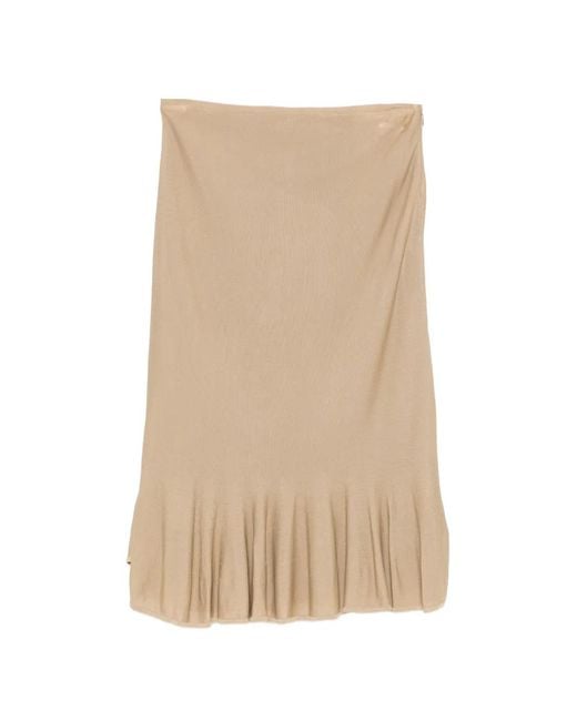 Totême Natural Fluted-Hem Knitted Midi Skirt