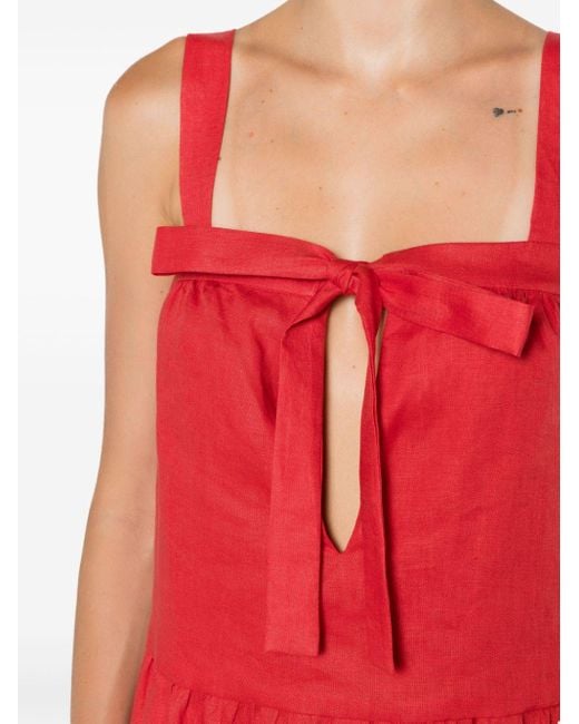 Adriana Degreas Red Bow-detail Linen Maxi Dress