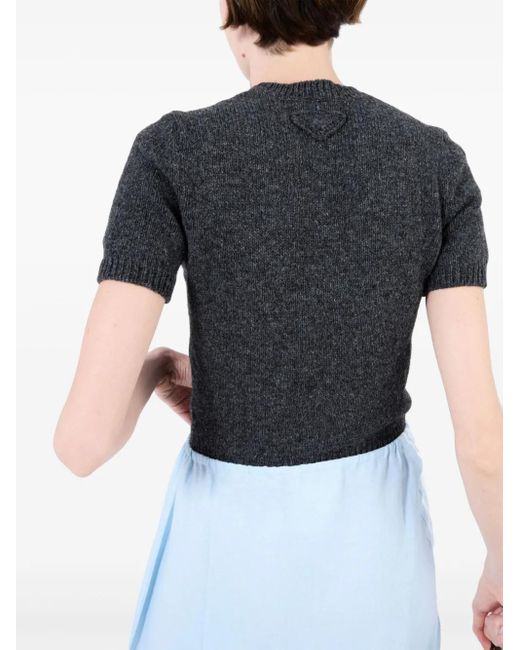 Prada Black Short-Sleeve Cashmere Top