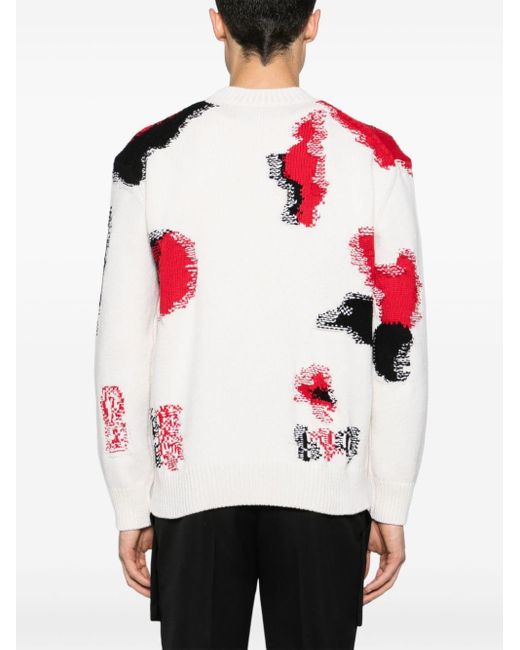 Alexander McQueen White Obscured Skull Intarsia-knit Sweater for men