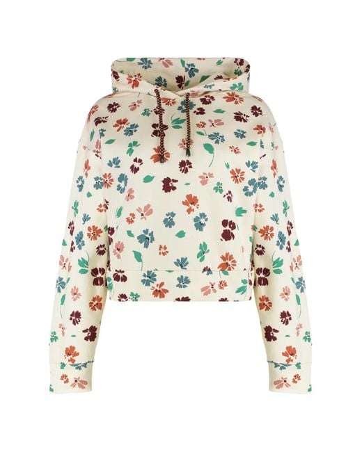 Kristina Ti White Floral-Patterned Cotton Hoodie