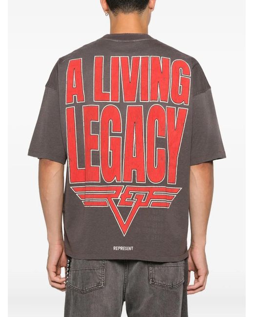 Represent Gray Logo-Print T-Shirt for men