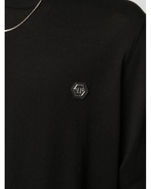 Philipp Plein Black Logo Plaque Jumper for men