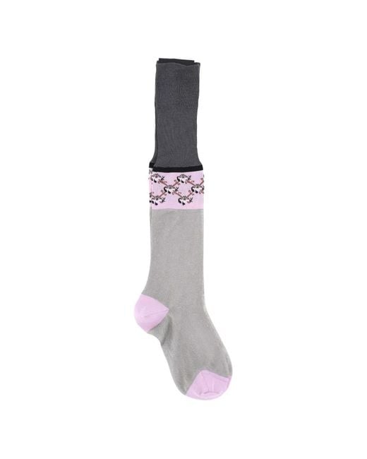 Prada White Decorative-Cuff Socks