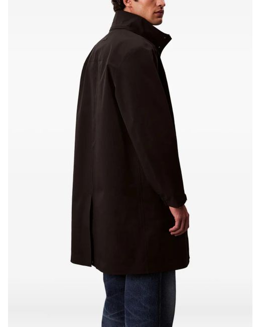 Calvin Klein Black Logo-Detail Hooded Coat for men