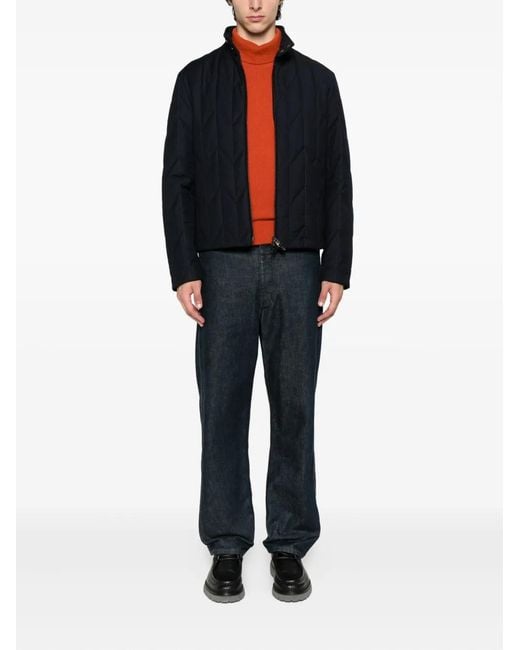 Canali Black Quilted Diamond-Pattern Padded Jacket for men