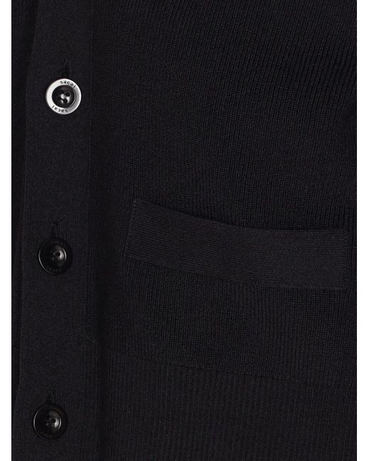 Sacai Blue Button-Front Knitted Cardigan