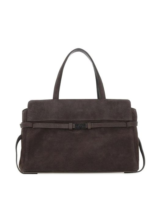 Mandelli Black Greta Suede Tote Bag