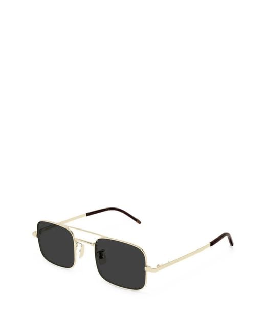 Saint Laurent White Square-Frame Double-Bridge Sunglasses