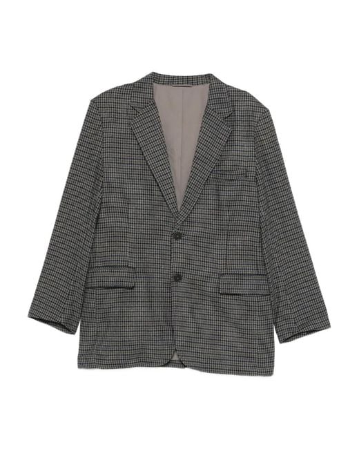 Universal Works Gray Boston Houndstooth Blazer for men