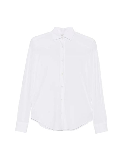 Mazzarelli White Long-Sleeve Button-Down Shirt