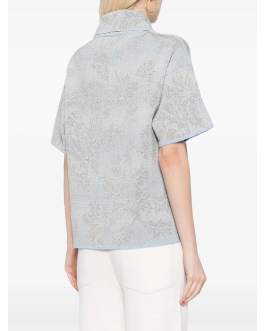 Barrie Gray Thistle-Intarsia Polo Top