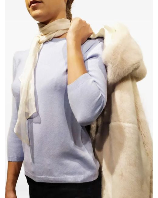 Quarter-sleeve crew-neck sweater LA ROSE de color Blue