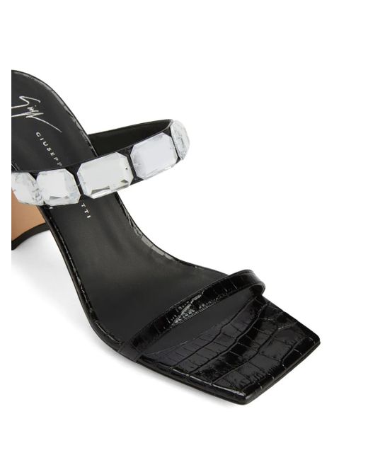 Giuseppe Zanotti Black Flaminia 85Mm Square-Toe Sandals