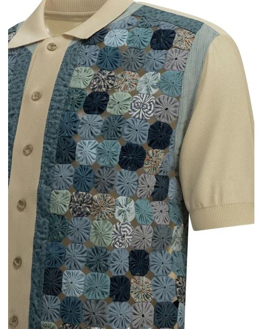 Polo Con Design Patchwork di Kapital in Blue da Uomo