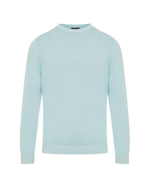 Enrico Mandelli Blue Crew-Neck Ribbed-Trim Sweater for men