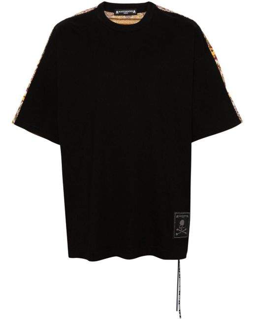 Mastermind Japan Black Logo-patch Striped Cotton T-shirt for men